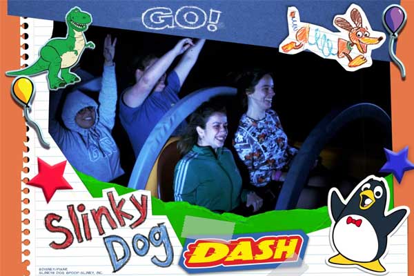 Hollywood Studios atrações Slinky Dog Dash foto com moldura decorada no Memory Maker