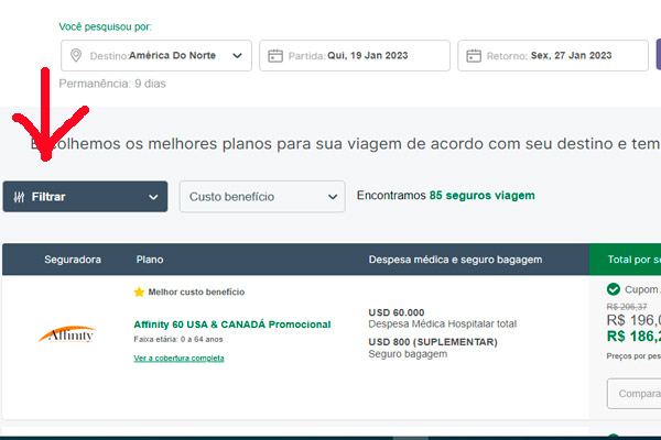 Site comparador de preços de seguro viagem para esportes radicais