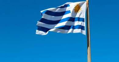 Bandeira do Uruguai e documentos para entrar no Uruguai